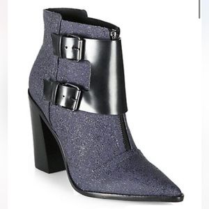 Tibi Piper Navy Black Buckle Booties